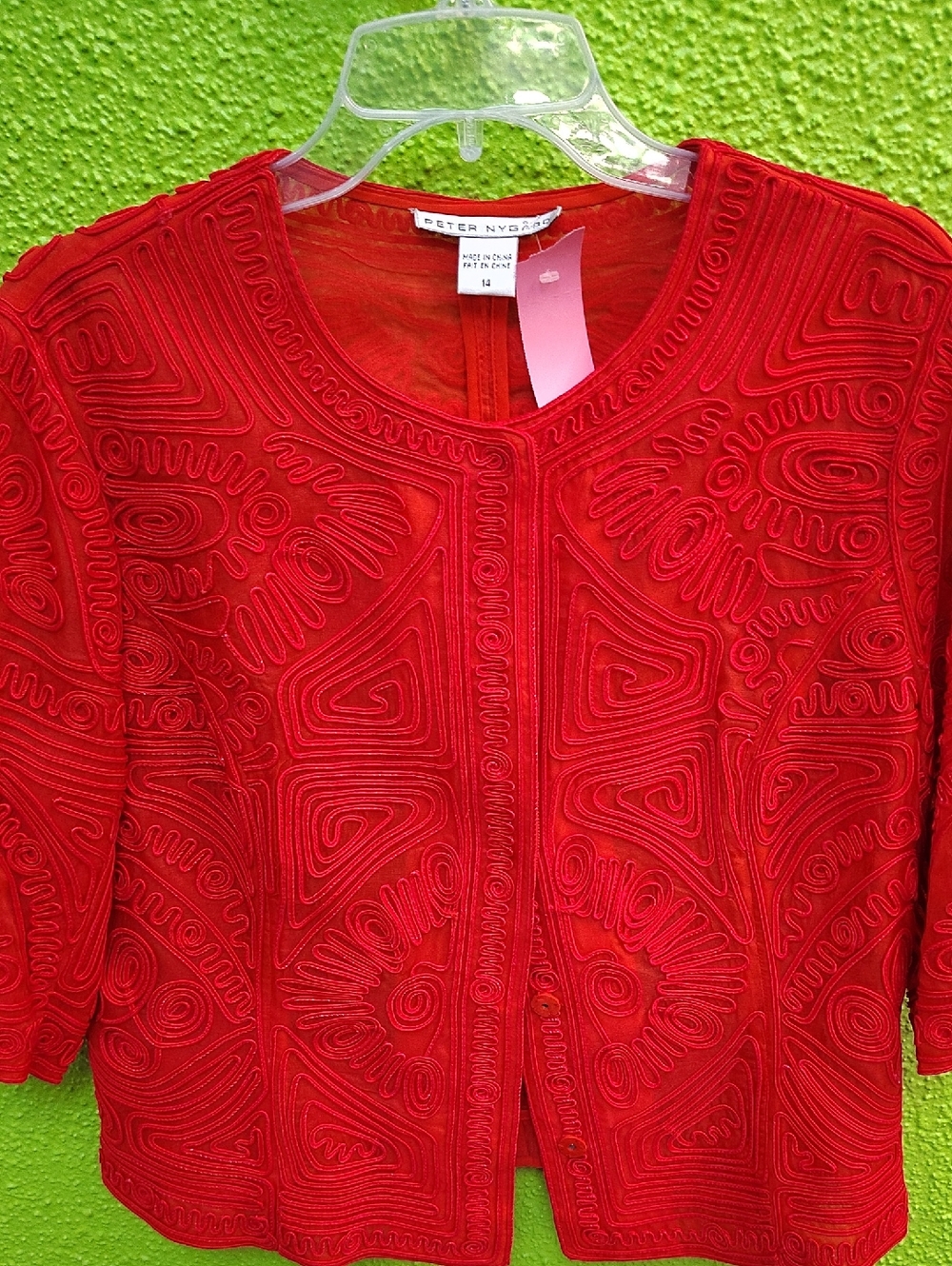 Peter Nygard Bright Red Embroidered Jacket